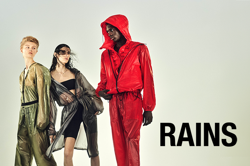 Models in outdoor wear clothes from RAINS