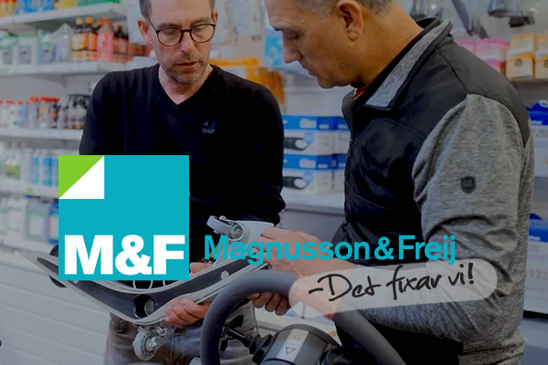Magnusson & Freij employees showcasing spare part in store