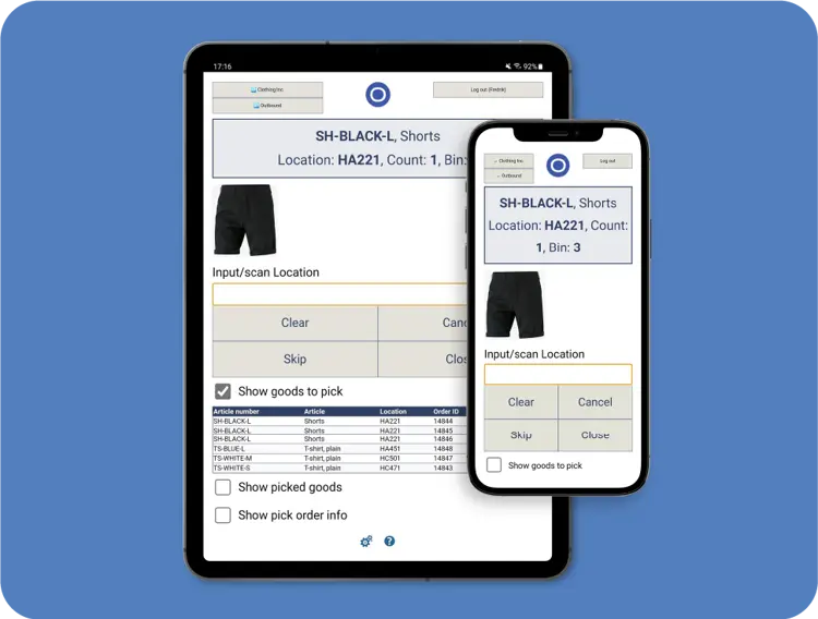 Ongoing's scanning interface on two handheld units