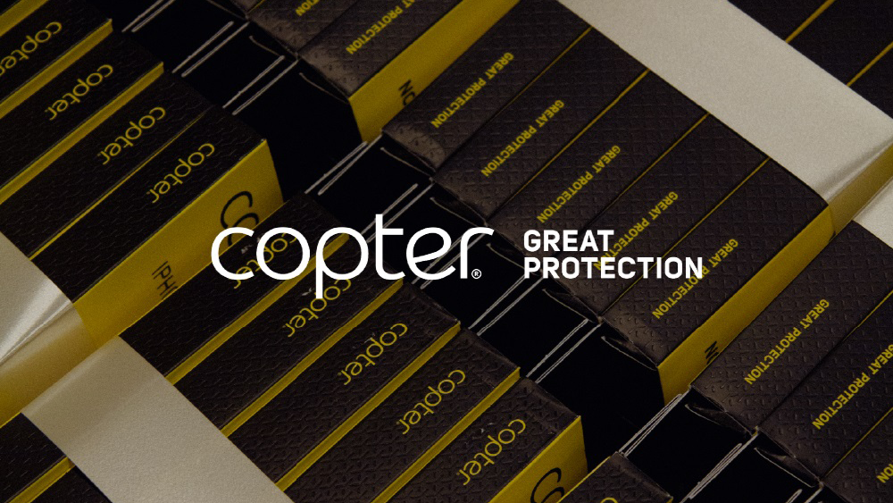 Copter branded packaging with the text Great Protection in stacked display
