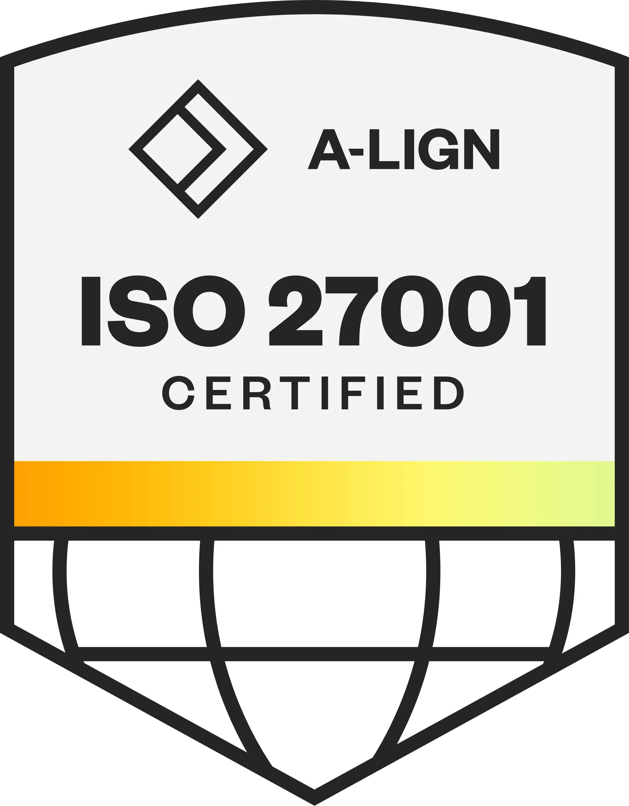ISO 27001 certification mark from A-LIGN demonstrating compliance with information security