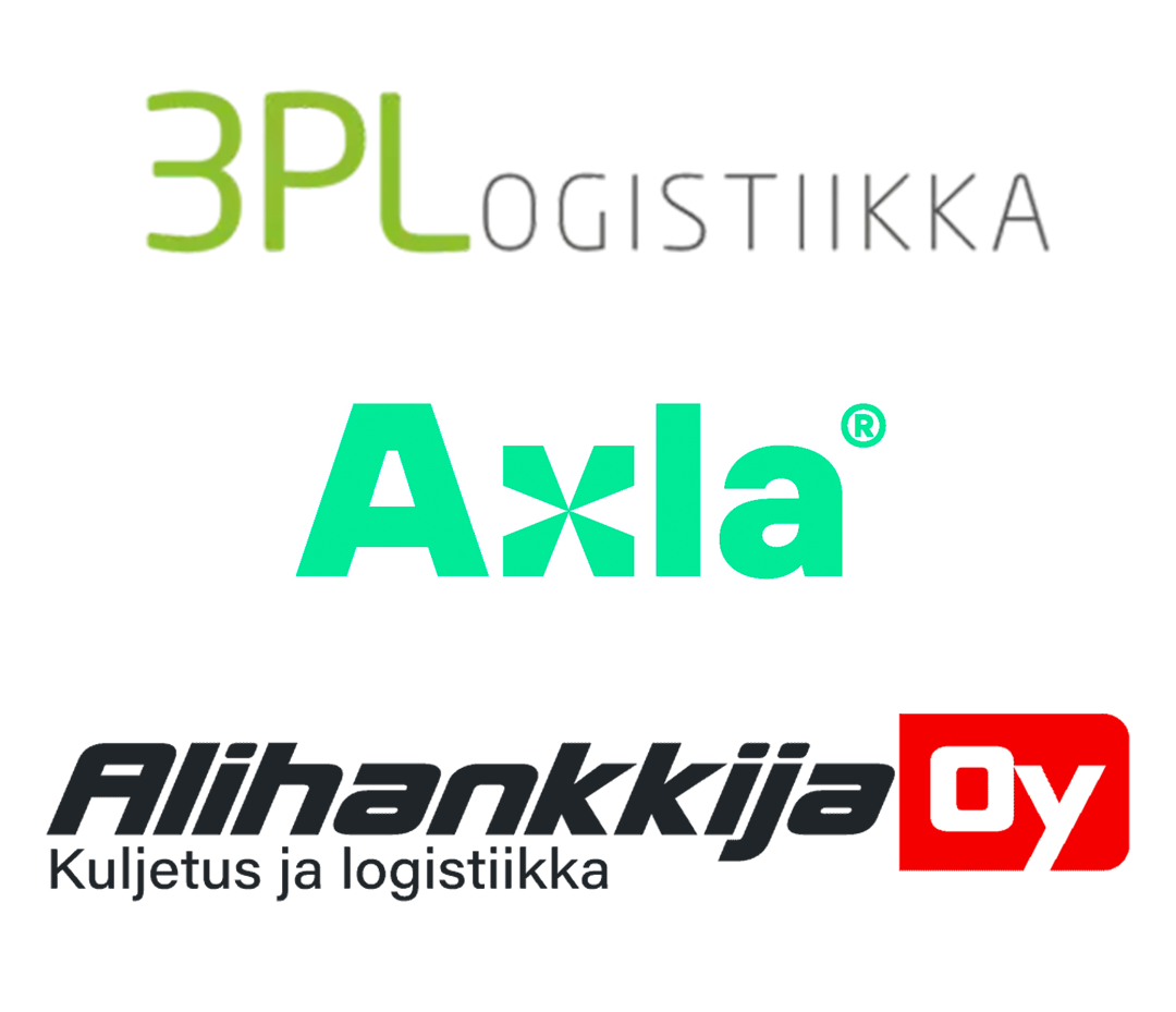 Logos of 3PLogistiikka, Axla and Alihankkija Oy in transport and logistics