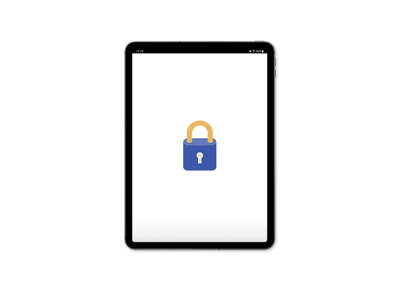 Tablet with illustration of lock icon on the screen
