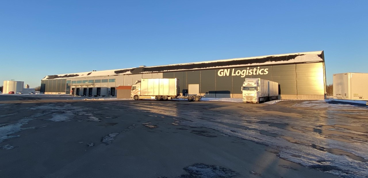 GN Logistics warehouse site, with lorries outside
